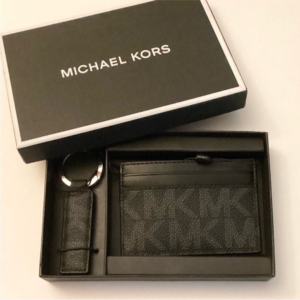 Michael Kors Black Key and Card Holder Set